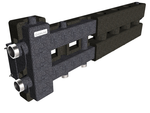 Балансировочный коллектор из стали  в EPP- изоляции (котёл G 1¼″, 3+1 контура G 1″, ″ЧЕРНЫЙ″) BM-80-4D.EPP